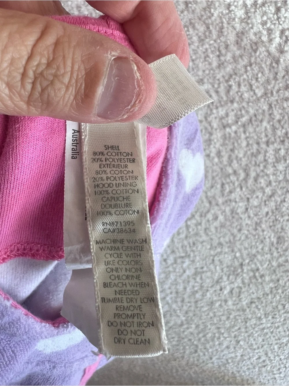 Pottery Barn Kids Terr‎y Cloth Hoodie Swimsuit Coverup Hearts Size 6-12 Months